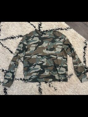 Monrow Green Camo Long Sleeve Crewneck